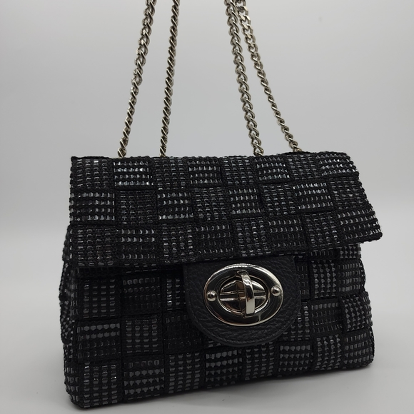 Alma Tonutti Handmade Italian Artisan Black Metallic Woven Crossbody Handbag - Picture 8 of 16